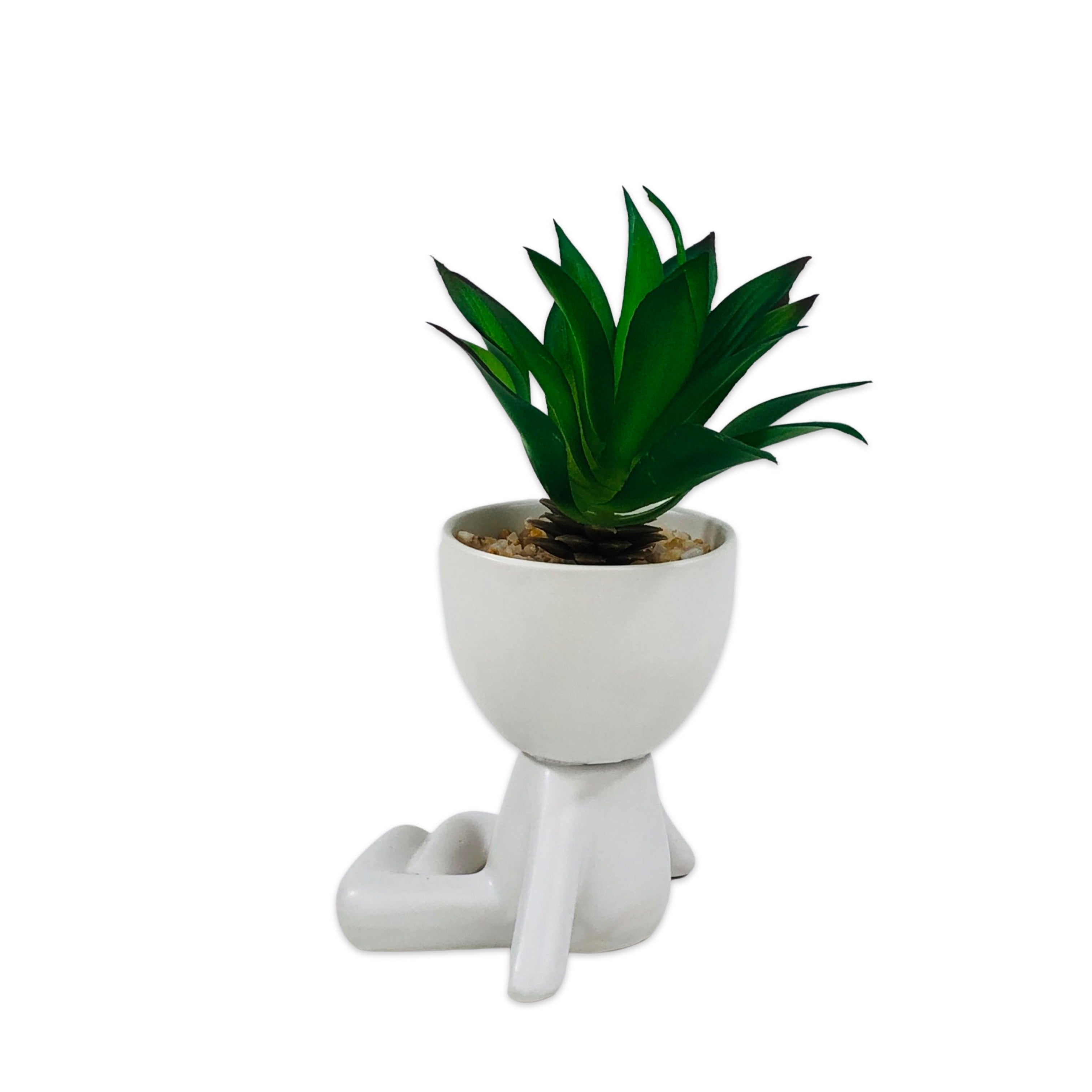 Chilling on Floor Lite Pot Planter (White)