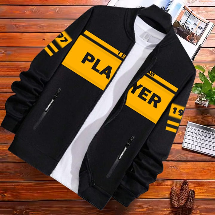 Bomber Stylish Zipper Jacket with Table Print