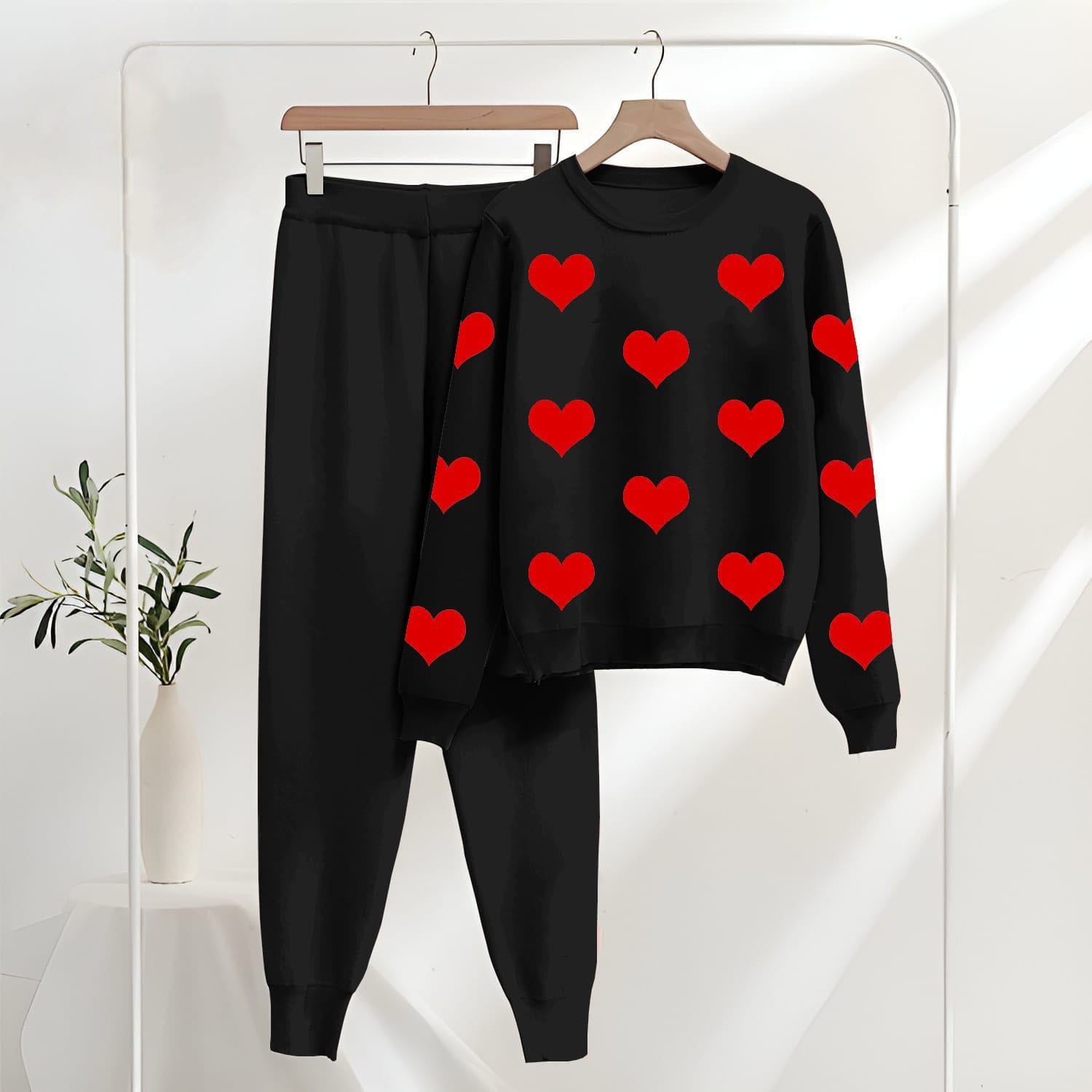 Heart Printed Sweat Shirts Trouser For Girls & Women