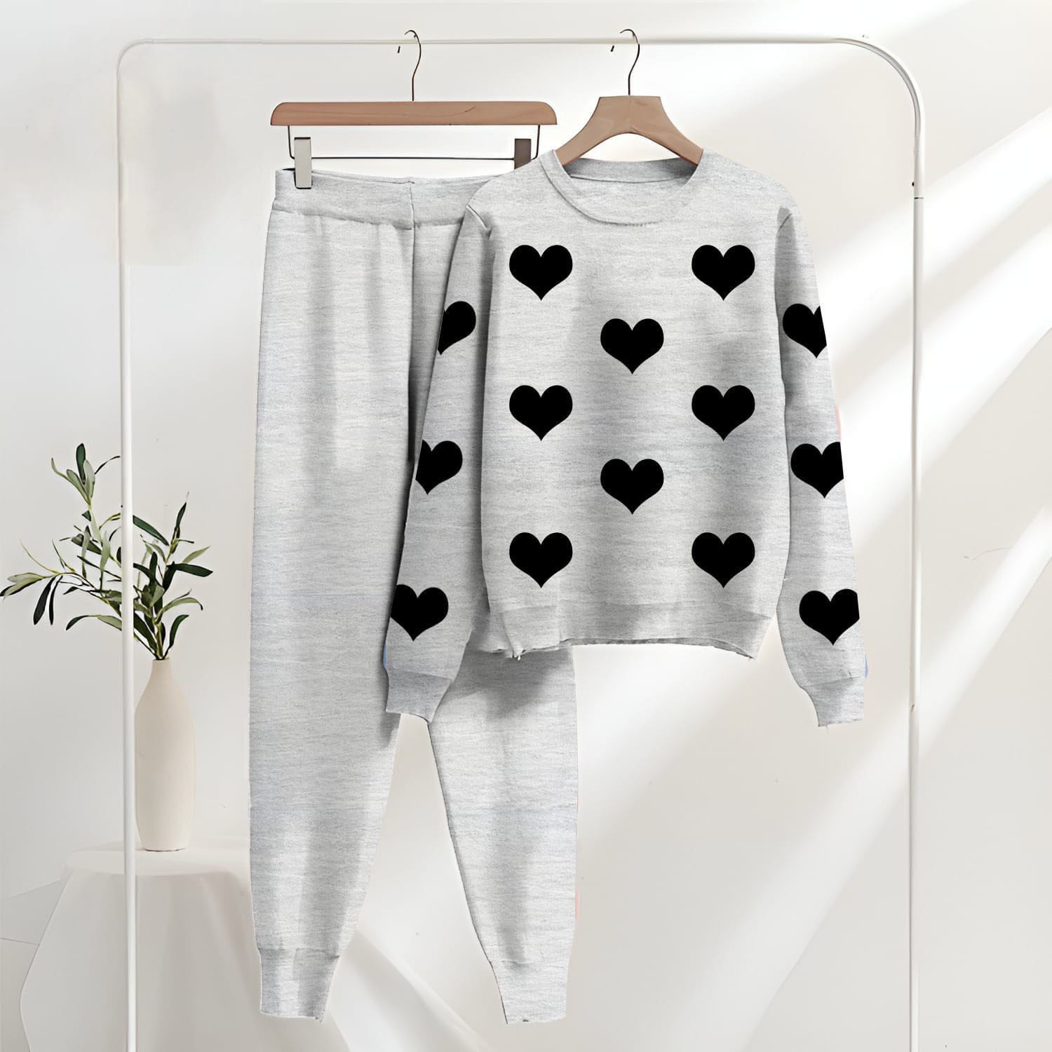 Heart Printed Sweat Shirts Trouser For Girls & Women