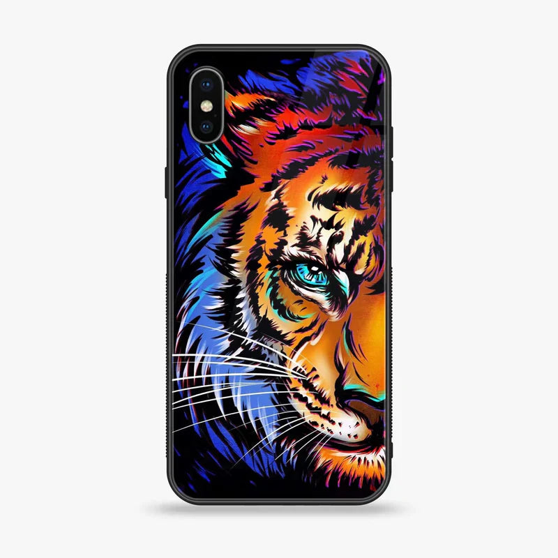 iPhone X/XS - Tiger Art - Premium Printed Glass soft Bumper shock Proof Case CS-11957